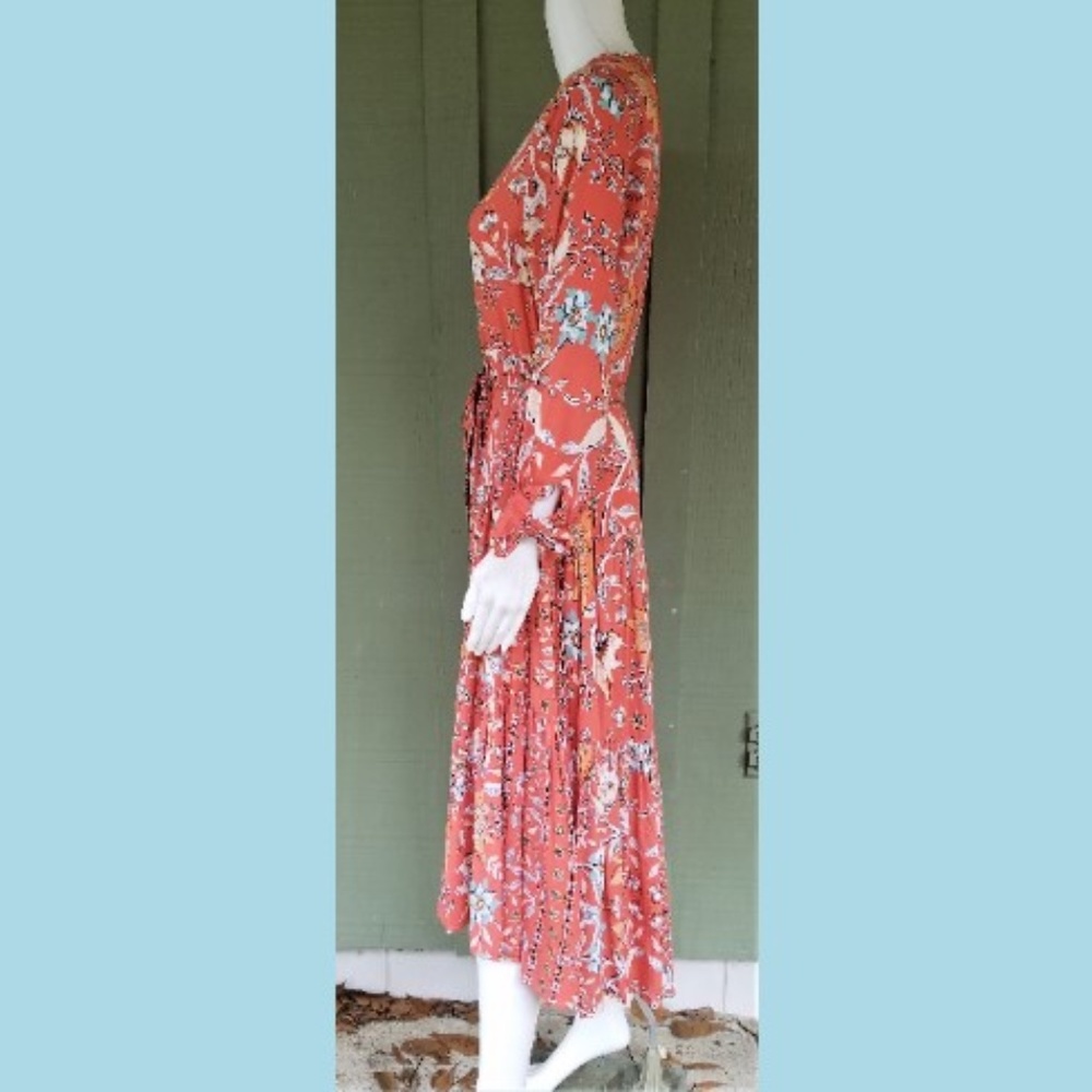 New JAASE Coral Floral Hi Low Hem Dress S - Picture 3 of 5